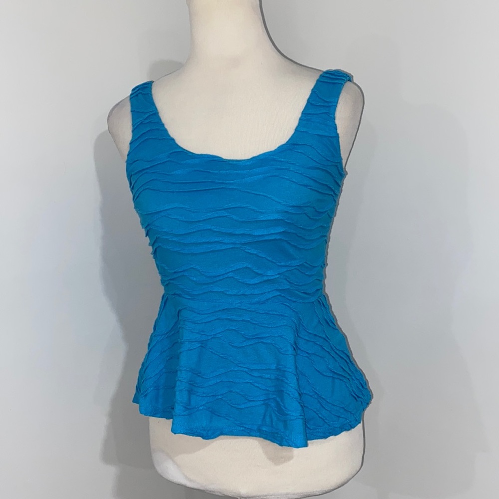 Aqua brand blue textured peplum top